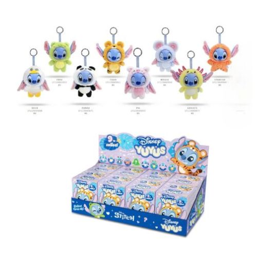 (Mis 0) DISNEY Yu Yus – Stitch – Portachiavi Peluche 12cm Con Viso in PVC 8ass c/Bagclip…x8…x600